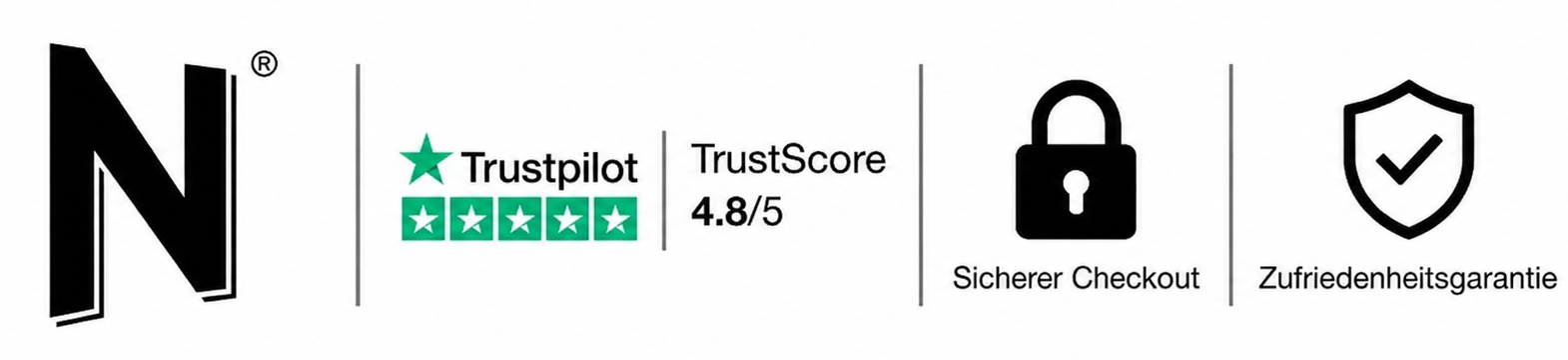 NordHorne Trustpilot score, secure checkout and satisfaction guarantee