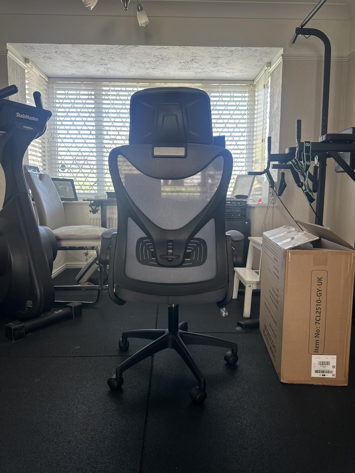 Customer photo of the assembled NordHorne chair in a home gym