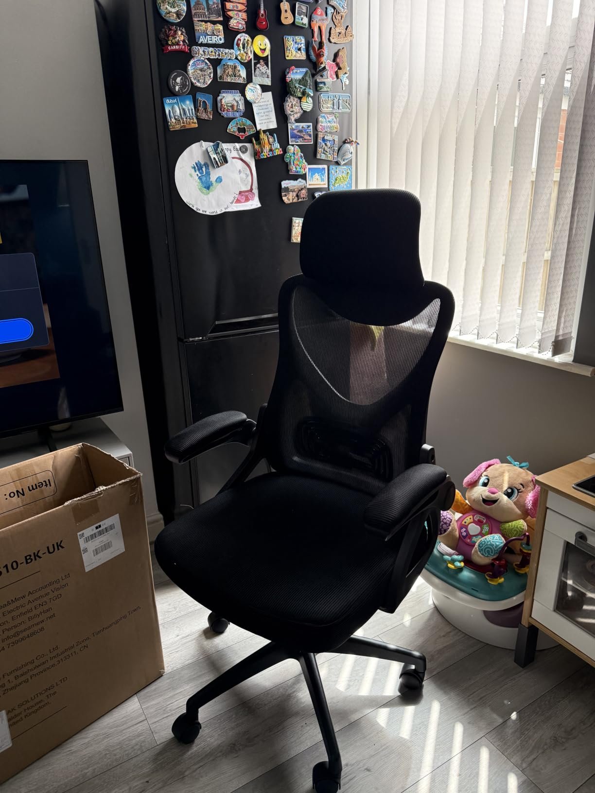 Customer photo of the chair in a compact home office